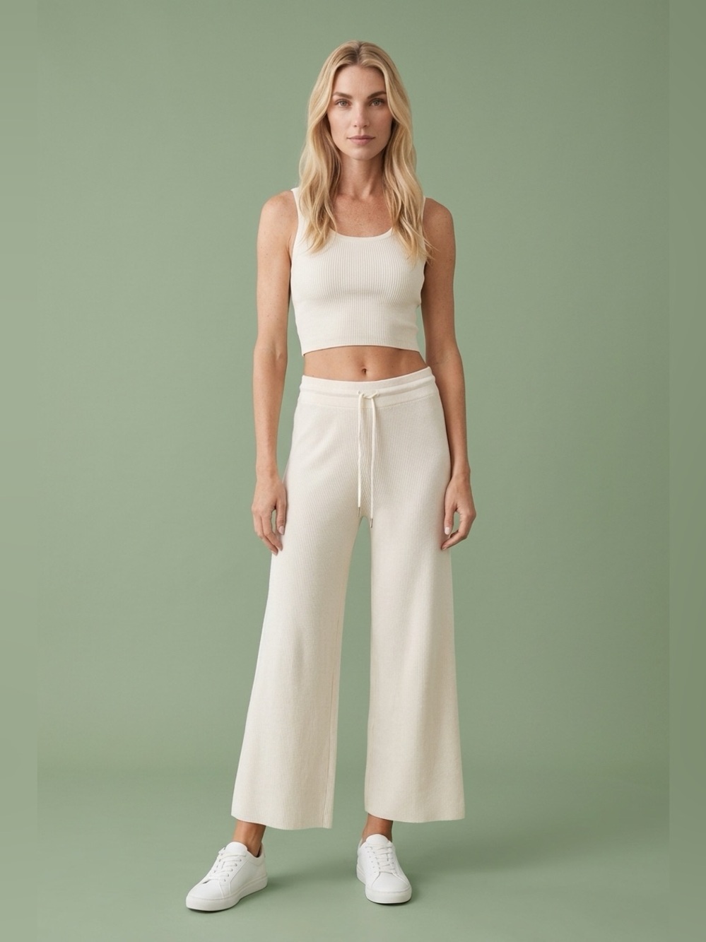 NWT MATE the Label Plus Size Organic Thermal Wide Leg Crop Drawstring Pant - 3XL